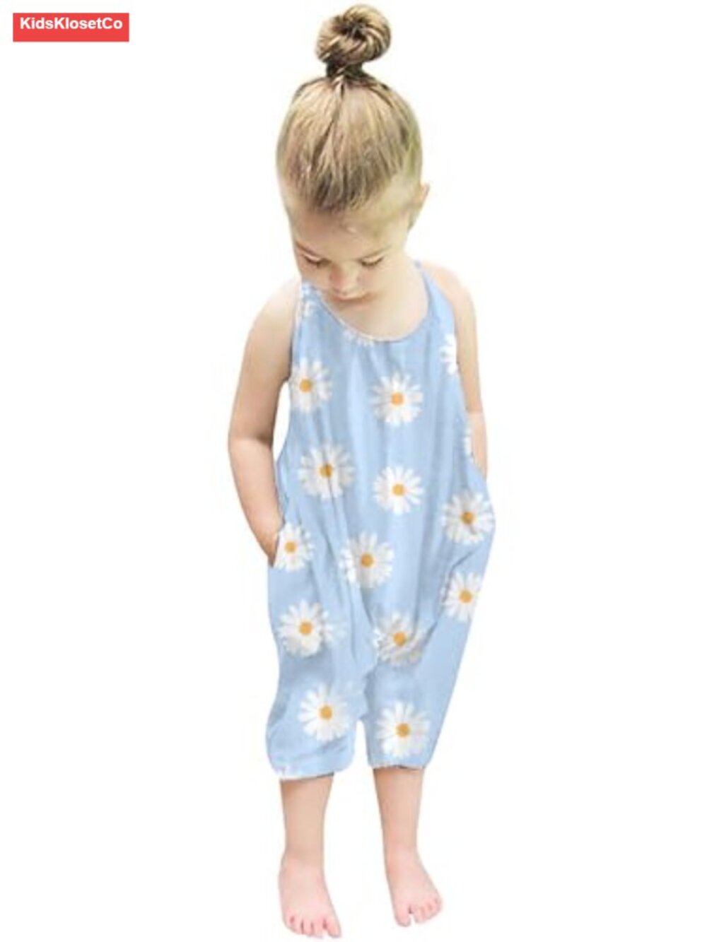 Toddler Girls Halter Backless Romper with Pocket Size 1-6 Years Jumpsuit